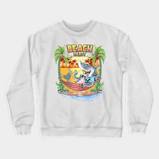 Shark party in beach Crewneck Sweatshirt